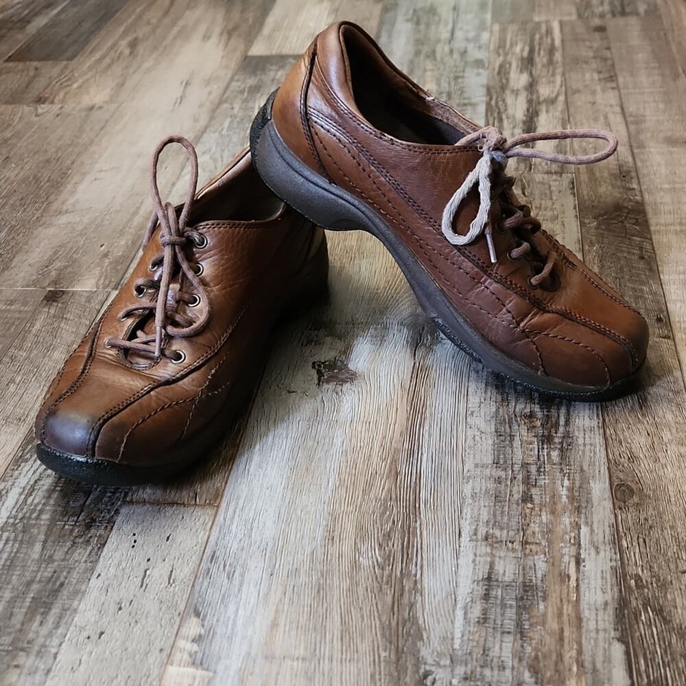 Dansko Kip Women's Shoes Size 9 1/2-10 Brown & Black Lace Up Leather Work Wear